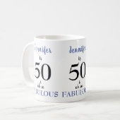 50 en Fabulous Blue and Black Name Koffiemok (Voorkant links)