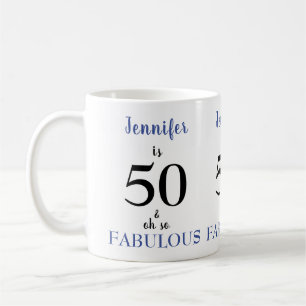 50 en Fabulous Blue and Black Name Koffiemok