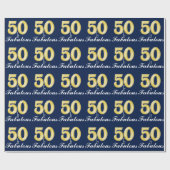 50 en Fabulous blue gold Cadeaupapier (Vlak)