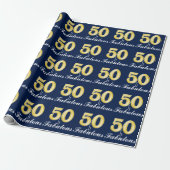 50 en Fabulous blue gold Cadeaupapier (Uitgerold)