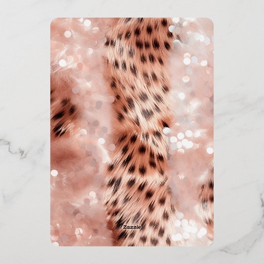 50 en Fabulous Blush Rose Goud Luipaard Verjaardag Folie Uitnodiging (Achterkant)