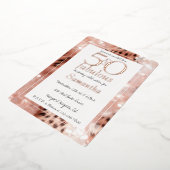 50 en Fabulous Blush Rose Goud Luipaard Verjaardag Folie Uitnodiging (Gedraaid)