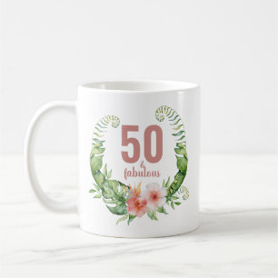 50 En Fabulous Blush Roze Script Elegante Verjaard Koffiemok