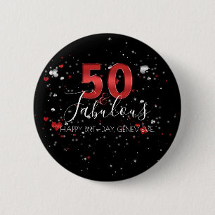 50 en Fabulous Casino Vegas Birthday Ronde Button 5,7 Cm