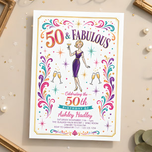 50 en Fabulous Champagne 50e verjaardag Kaart