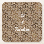 50 en Fabulous Cheetah Print Vierkante Kartonnen Onderzetter (Voorkant)