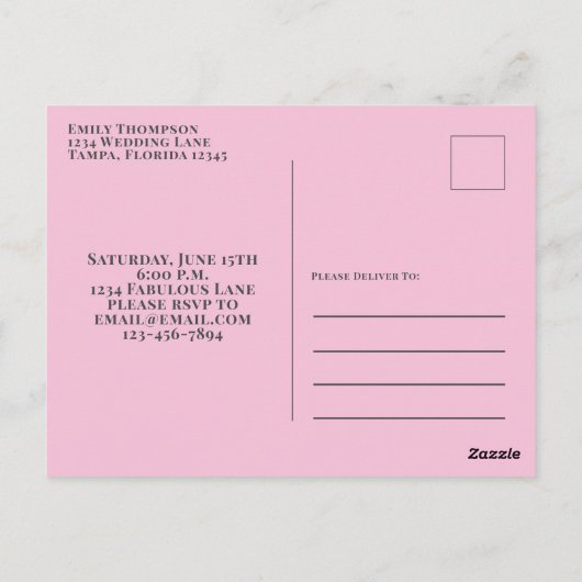 50 en Fabulous Chic Roze Partij Meisje Silhouet Briefkaart (Achterkant)