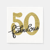 50 en Fabulous | Classy Gold Zwart-wit Servetten (Voorkant)