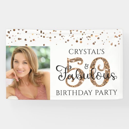 50 EN FABULOUS Copper Gold Confetti Foto Spandoek (Horizontaal)
