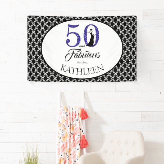 50 en Fabulous Custom 50th Birthday Spandoek (Insitu)