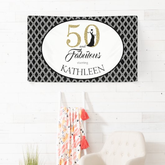 50 en Fabulous Custom 50th Birthday Spandoek (Insitu)