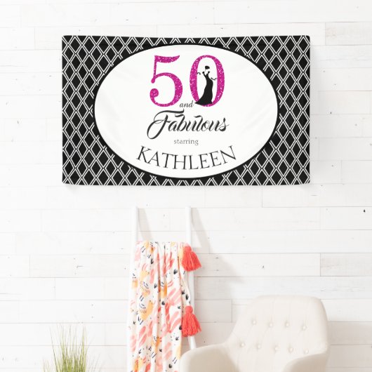 50 en Fabulous Custom 50th Birthday Spandoek (Insitu)