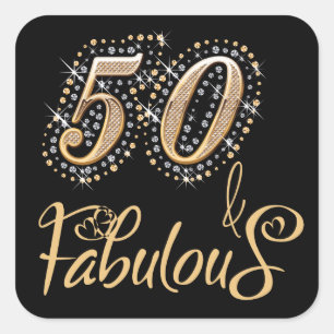 50 en Fabulous diamanten Royal Luxury design Vierkante Sticker