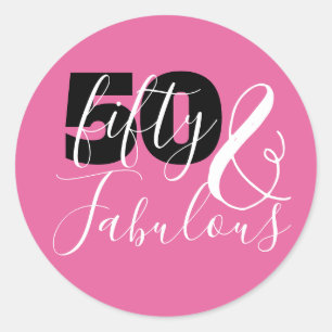 50 En Fabulous Elegant 50ste Roze Verjaardagsfeest Ronde Sticker