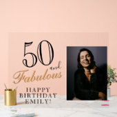 50 en Fabulous Elegant Black 50th Birthday Foto Acryl Bord (Huwelijk)