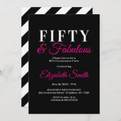 50 en Fabulous Elegant Heet Roze 50ste Verjaardag Kaart (Voorkant / Achterkant)