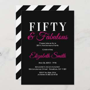 50 en Fabulous Elegant Heet Roze 50ste Verjaardag Kaart
