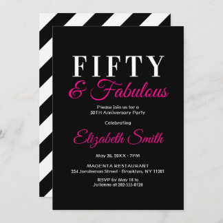 50 en Fabulous Elegant Heet Roze 50ste Verjaardag Kaart