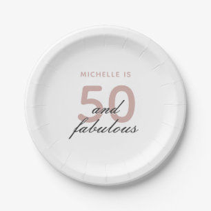 50. en Fabulous Elegant Pink 50th Birthday Party Papieren Bordje