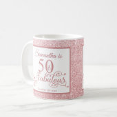 50 en Fabulous Elegant Roos Glitter Koffiemok (Voorkant links)