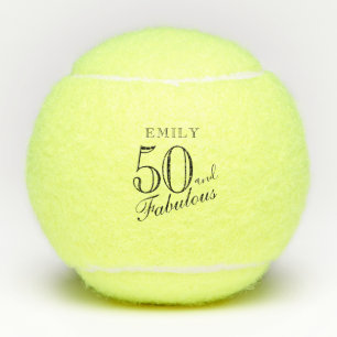 50 en Fabulous Elegant Script Naam 50th Verjaardag Tennisballen