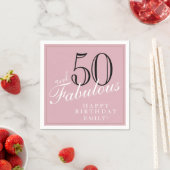 50 en Fabulous Elegant Script Pink 50th Birthday Servet (Insitu)