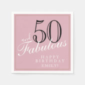 50 en Fabulous Elegant Script Pink 50th Birthday Servet (Voorkant)