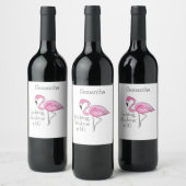 50 en Fabulous Flamingo Custom Wijn Etiket (Flessen)