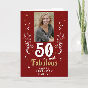 50 en Fabulous Foliage 50th Birthday Foto Kaart