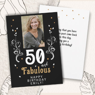 50 en Fabulous Foliage 50th Birthday Foto Kaart
