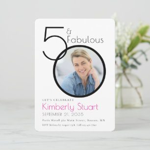 50 en Fabulous Foto Roze 50e Verjaardagsfeest Kaart