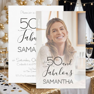 50 en Fabulous Foto Vijftigste Verjaardagsfeest Kaart