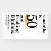 50 en Fabulous Funny Modern Bday Party Spandoek (Horizontaal)