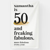 50 en Fabulous Funny Modern Bday Party Spandoek (Verticaal)