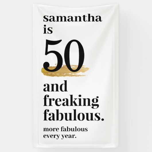 50 en Fabulous Funny Modern Bday Party Spandoek (Verticaal)