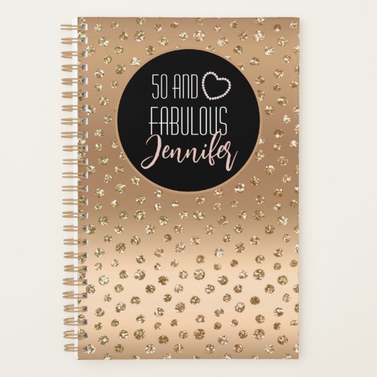 50 en Fabulous Glam Chic Girly Gold Black Blush Planner (Voorkant)