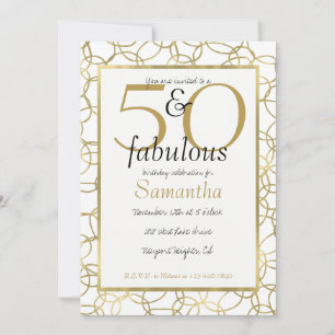 50 en Fabulous Glam Gold White Circles Party Kaart