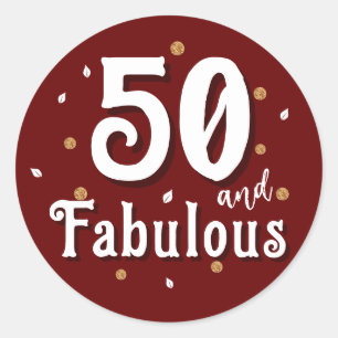 50 en Fabulous Glitter Red 50e verjaardag Ronde Sticker