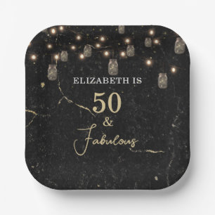 50 en Fabulous Gold Black Marble Mason Jar Lights Papieren Bordje