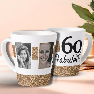 50 en Fabulous Gold Glitter 2 Foto 50e verjaardag Latte Mok