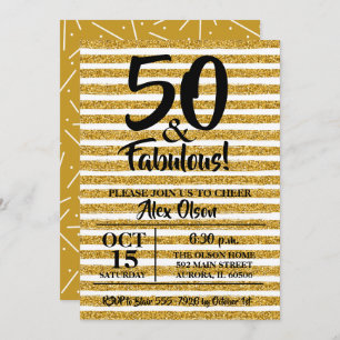 50 en Fabulous Gold Glitter Birthday Invitations