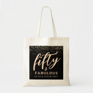 50 en Fabulous Gold Glitter Black van zaterdag Tote Bag