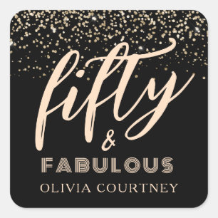 50 en Fabulous Gold Glitter Black van zaterdag Vierkante Sticker