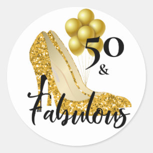 50 en Fabulous Gold Glitter Hakken Schoenen Ronde Sticker