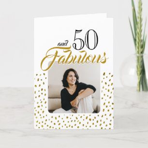 50 en Fabulous Gold Glitter Photo 50th Birthday Feestdagen Kaart