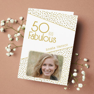 50 en Fabulous Gold Glitter Photo 50th Birthday Kaart