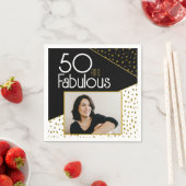 50 en Fabulous Gold Glitter Photo 50th Birthday Servet (Insitu)