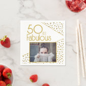 50 en Fabulous Gold Glitter Photo 50th Birthday Servet (Insitu)
