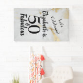 50 en Fabulous Gold Grey Marble met zwarte tekst Spandoek (Insitu)