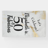 50 en Fabulous Gold Grey Marble met zwarte tekst Spandoek (Horizontaal)